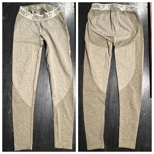 Gymshark Flex Dry Fit Moisture Wicking Olive Green Leggings Logo Band- Medium